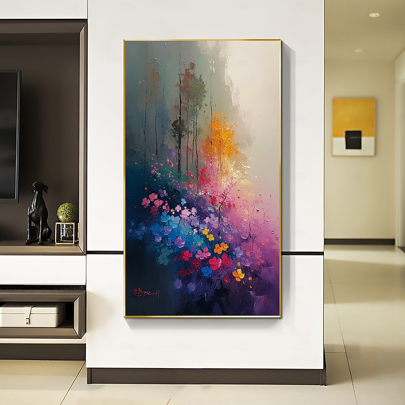 Handmade Oil Painting Canvas Wall Art Decoration Abstract Colorful Flower Painting Floral Painting for Home Decor Rolled Frameless Unstretched Painting4