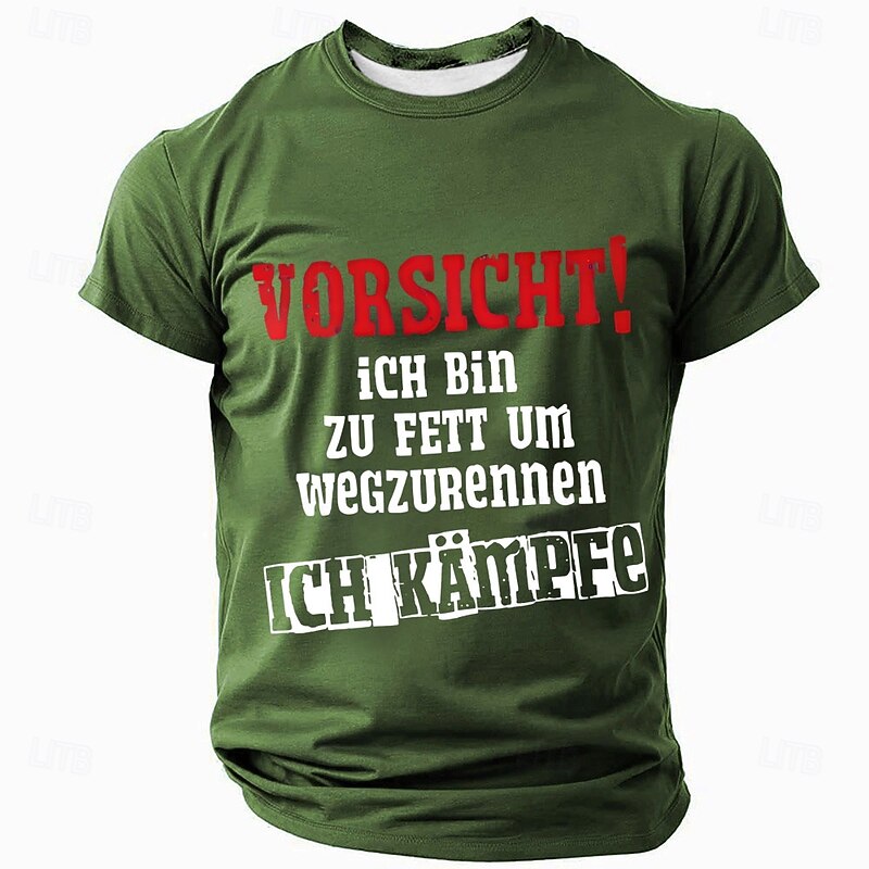 Men's Graphic T-Shirt: Funny 'Caution! I Am Too Fat To Run Away I Fight' Humorous Lifestyle Tee3