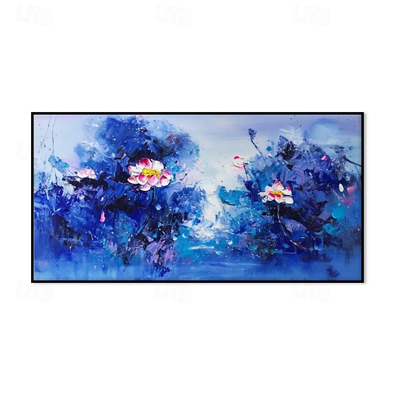 Handmade Oil Painting Canvas Wall Art Decoration Modern  Lotus Flowers for Home Decor Rolled Frameless Unstretched Painting4