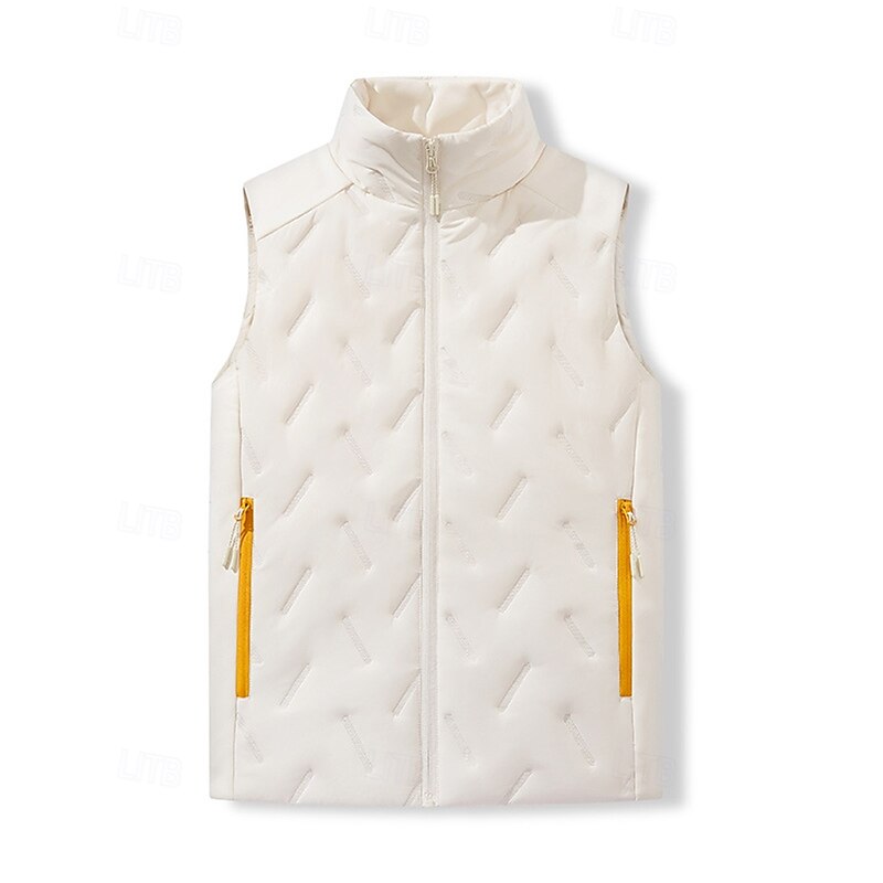 Men's Puffer Vest Thermal Vest Sleeveless Vest Outdoor Thermal Warm Winter Zipper Pocket Polyester Black White Hunting Fishing Climbing4