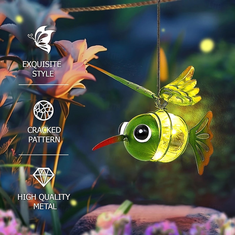 Solar Lanterns Hummingbird Outdoor Landscape Lights Garden Decoration with Spring Hook Waterproof Home Decor for Balcony Terrace Lawn Yard Deck Christmas/Halloween Gift2