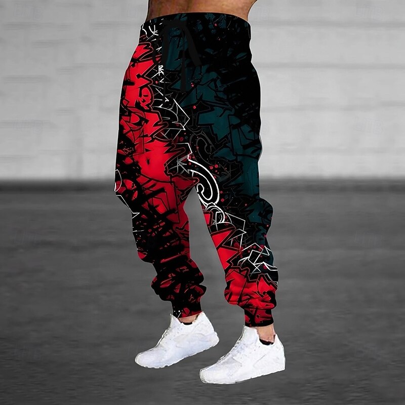 Men's Gothic Horror Graffiti Color-block Sweatpants Joggers Trousers Mid Waist Drawstring Elastic Waist Casual Jogging Streetwear Workout Athletic Sweatpants with Pockets Spring Fall 3D Print Black2
