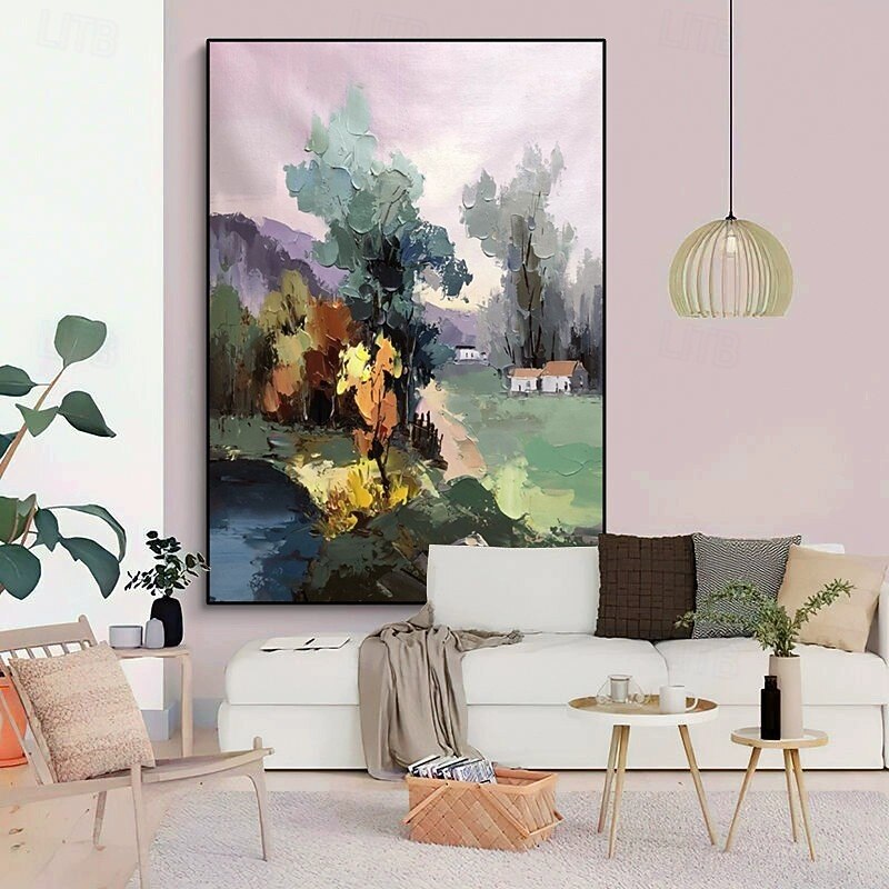Handmade Oil Painting Canvas Wall Art Decoration Abstract Impression Village Rural Landscape for Home Decor Rolled Frameless Unstretched Painting3