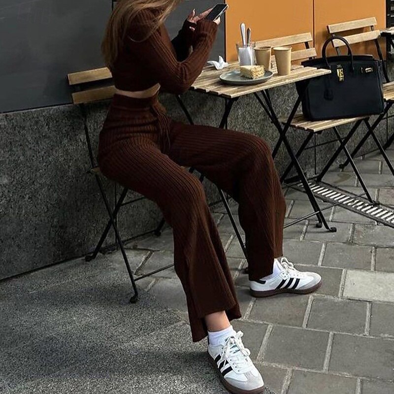 Women's Knitted Suit Sports Leisure Suits Drawstring Solid Colored Clothing Suit Spring Black Light Pink Gym Training Running High Waist Windproof Lightweight Moisture Wicking Long Sleeve Sport4