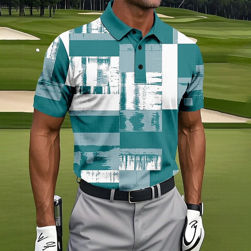 Men's Color Block Golf Polo Sports Polo Shirts Short Sleeve Polo Shirts Collared Shirts Casual Athleisure Buttons Summer Red Blue Green2