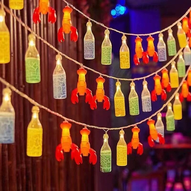 LED Bar Atmosphere Light 2m 10LEDs Battery Powered Beer Bottle Fruit Wishing Bottle Fairy String Lights Camping Party Home Balcony Garden Xmas New Year Decoration2