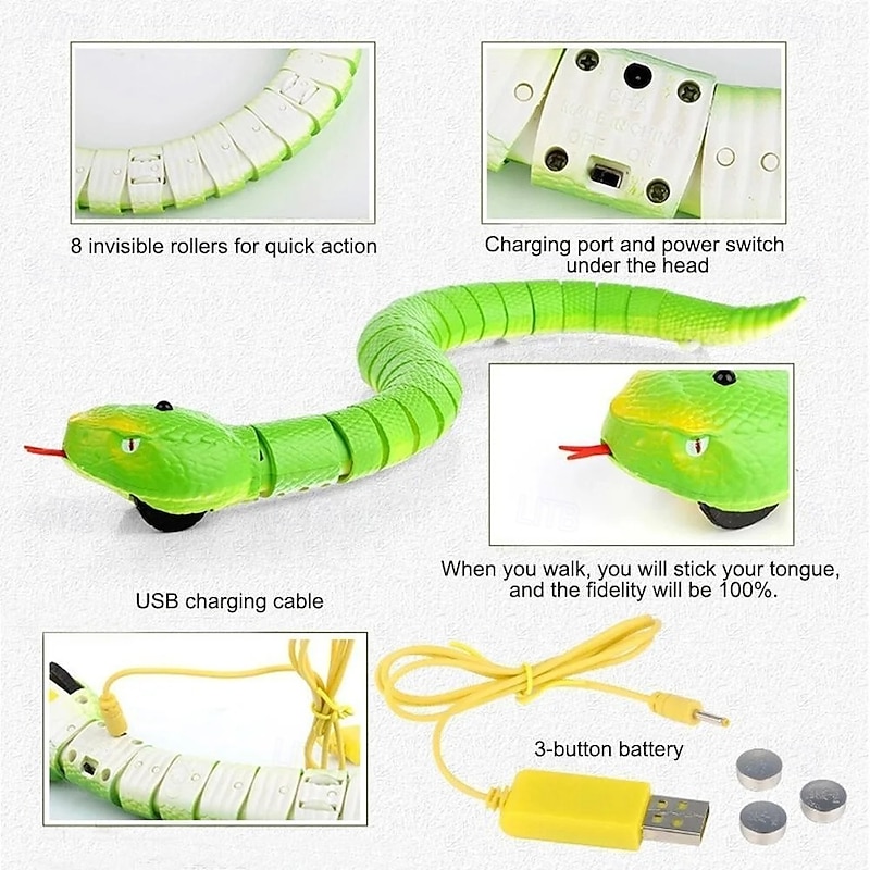 Realistic Remote Control RC Snake Toy Electric Cobra Roach Spider Creepy Crawly Prank Toy for Kids Novelty Scary Fun Interactive Remote Control Animal Creature3