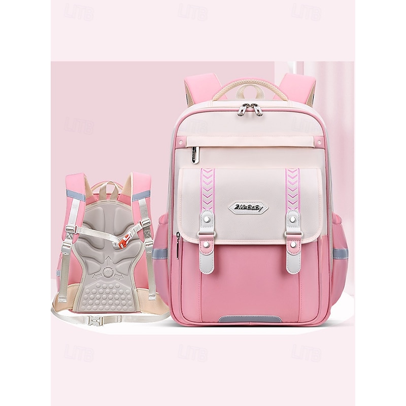 Children's ergonomic waterproof backpack with chest strap, Breathable and pressure-resistant, Multi-compartment large capacity, Stylish contrast color design, Suitable for go to school