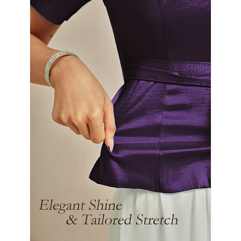 Women's Solid Color Stylish Turndown With Belt Eggplant Summer Spring Fall3