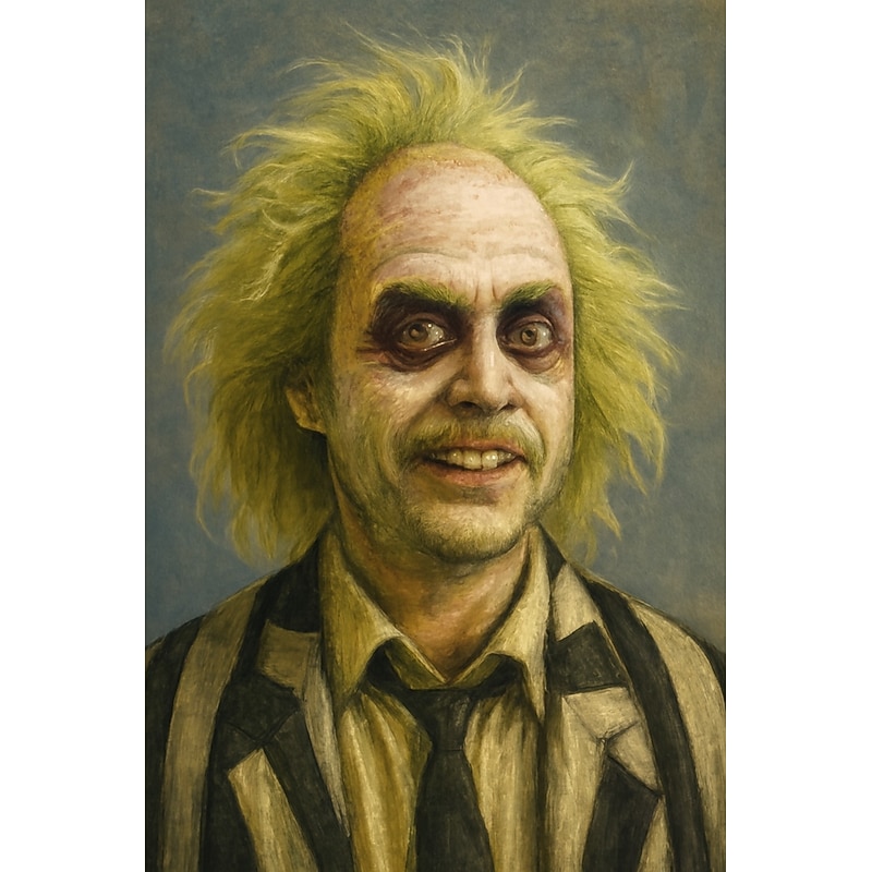 Men's Beetlejuice 2 Cosplay Short Fluffy Wavy Clown Bald Wig For Halloween Party Costume wigs For Adult