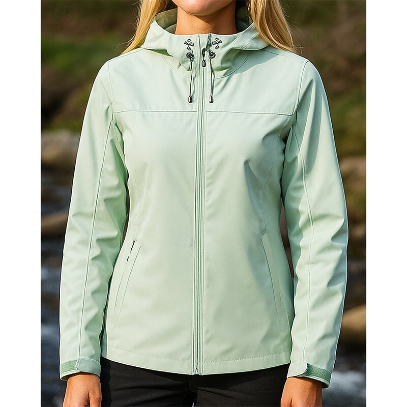 Women's Windbreaker Softshell Jacket Hiking Jacket Outdoor Waterproof Windproof Quick Dry Lightweight Hiking Outfits Hiking Clothes Spring Autumn / Fall Jacket Tennis Golf Running Camo Green
