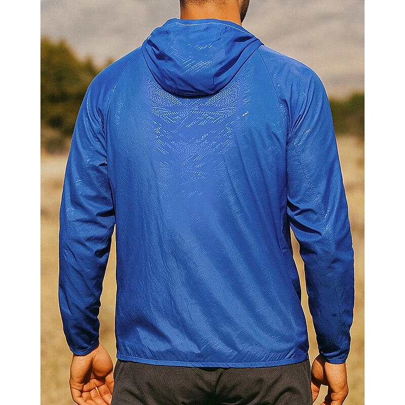 Men's Running Jacket Outdoor Jacket Hooded Jacket Pocket Long Sleeve Top Athleisure Fall Solid Colored Waterproof Sun Protection Quick Dry Lightwear Hiking Workout Athletic Sportswear Activewear Wine2