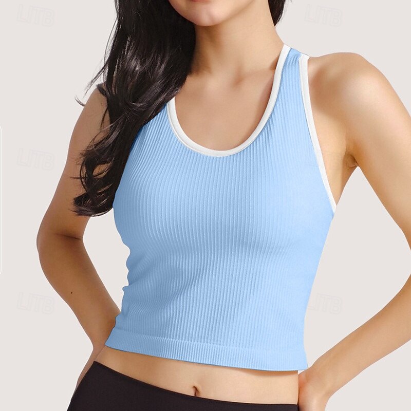 Women's Yoga Bra Sports Tank Top Pilates Bra Underwear Lightwear Breathable Padded Solid / Plain Color Sport Activewear Black White Gym Pilates Running