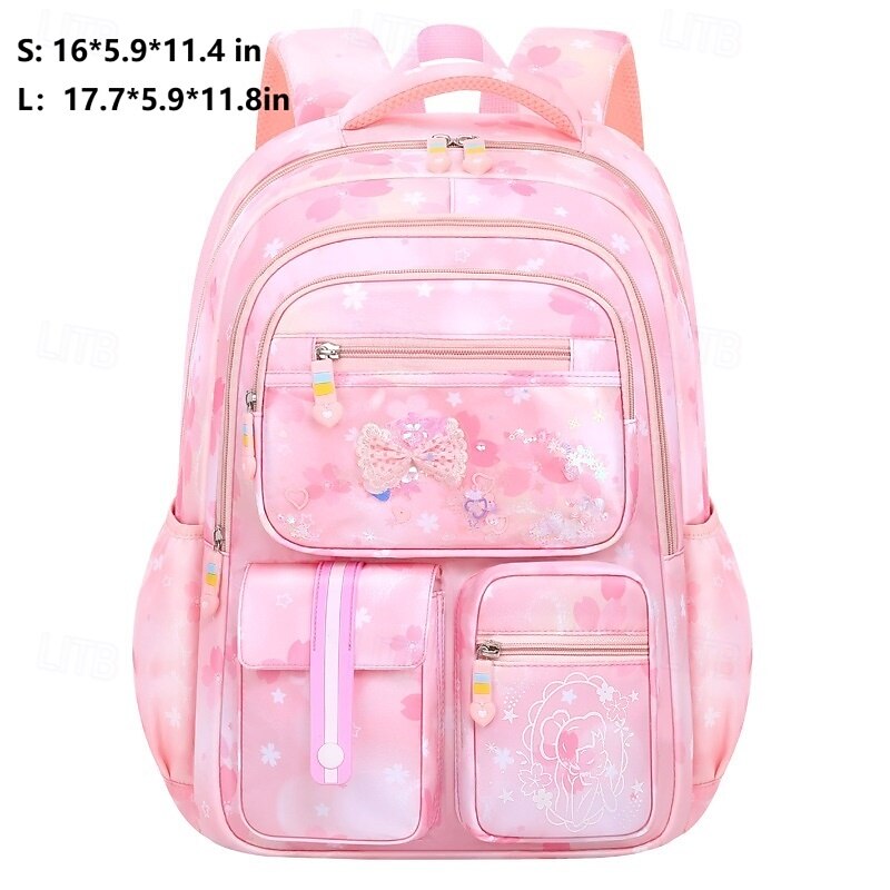 Girls Pink School Backpack – Cute Waterproof Bookbag with Bow and Glitter Design, Lightweight Back to School Bag for Elementary Kids2