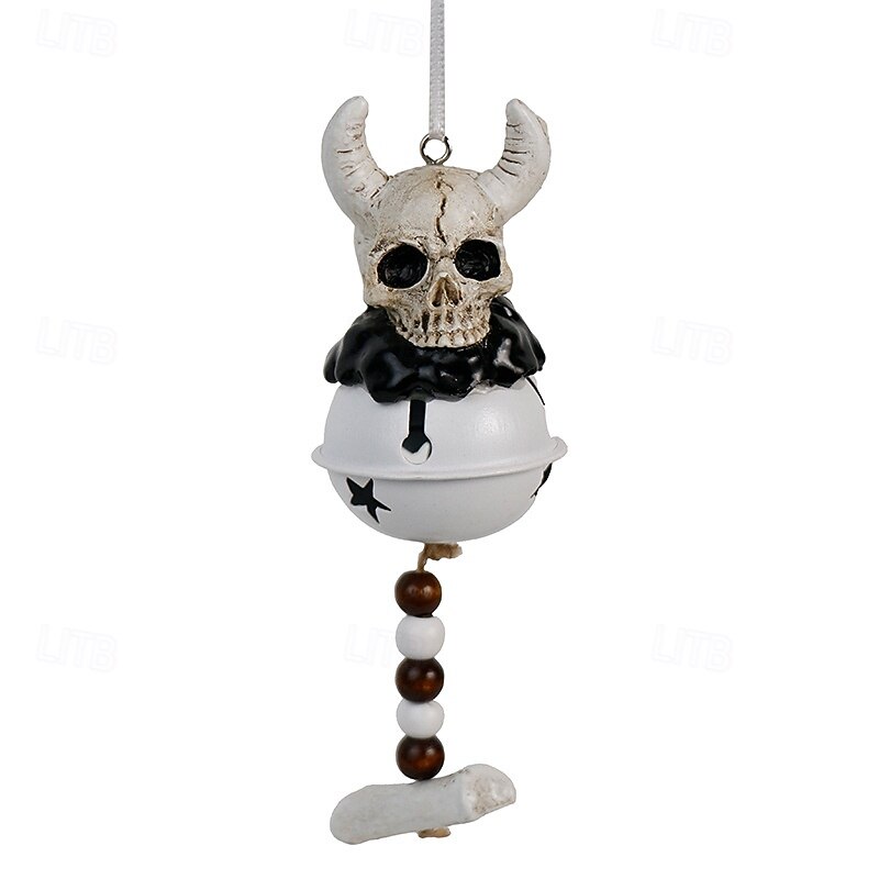 Halloween Skull Ornament Resin Hanging Skeleton Demon Wind Chime Spooky Halloween Decoration for Home Door Wall Party Decor Ins Style Haunted House Accessory3