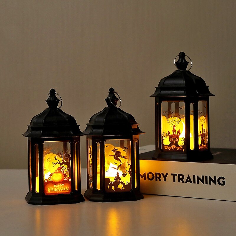 1 Pc 14.5 * 7.1CM Halloween handheld light LED electronic candle light indoor and outdoor gathering restaurant holiday atmosphere decoration light AG13 * 10 battery