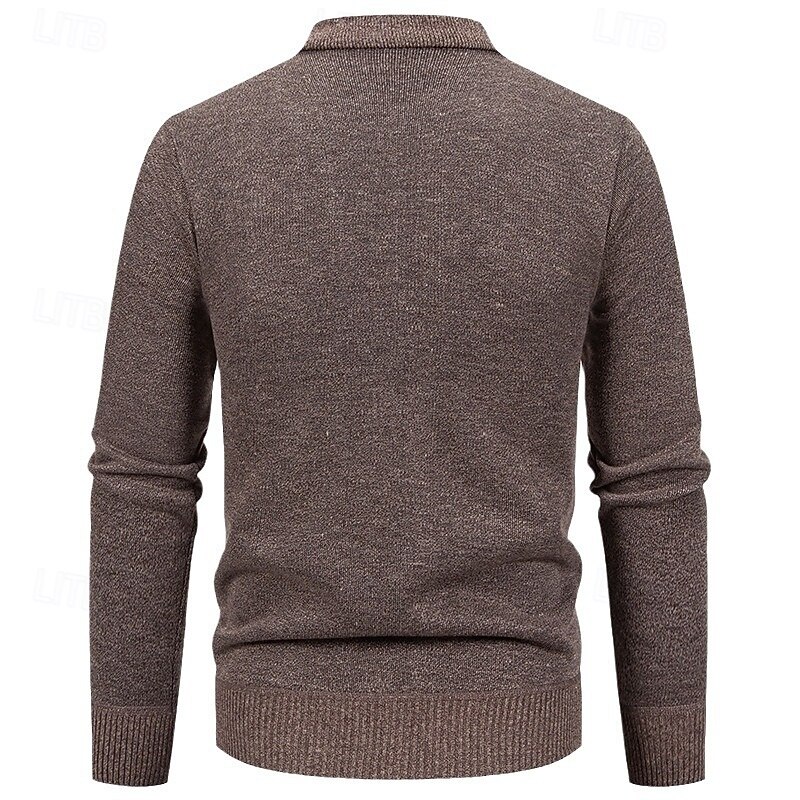 Men's Sweater Dress Sweater Cardigan Sweater Zip Sweater Knit Sweater Ribbed Knit Regular Tops Knitted Ribbed Plain Turtleneck Fashion Shawls Casual Daily Wear Clothing Apparel Fall Winter Blue Dark4