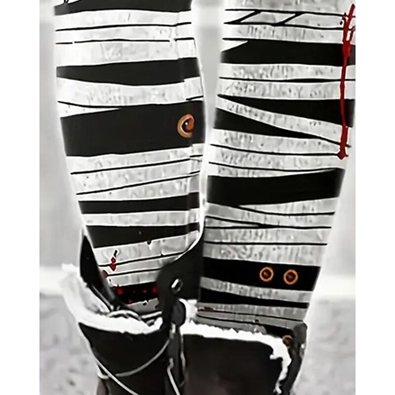 Women's Halloween Pants Trousers Leggings Streetwear Casual Full Length High Waist Stripe Elastic Waist Print Breathability Comfortable Stretchy Vacation Street Daily Wear Autumn Fall Regular Fit3