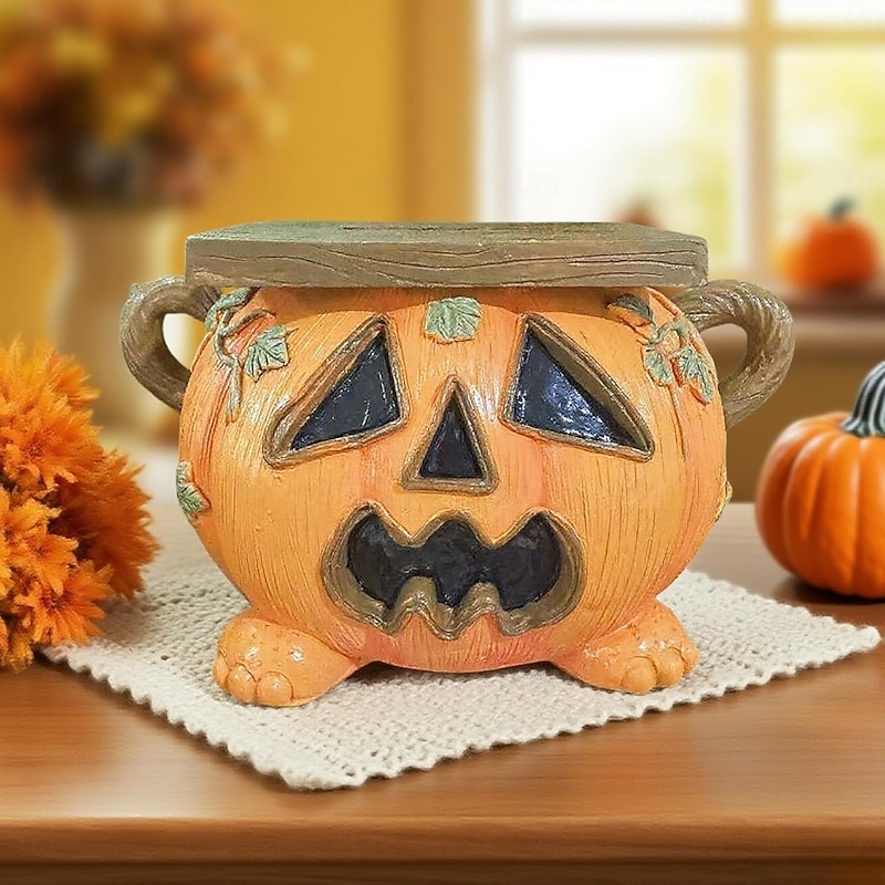 Halloween Pumpkin Tissue Box Holder Horror House Style Tissue Box Holder Cute Facial Paper Organizer Dispenser Toilet Paper Holder for Halloween Party, Kitchen, Bathroom, Office Desk Decor3