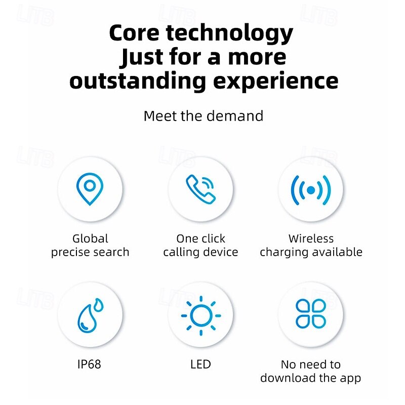 Bluetooth(iOS Only)  Tracke IP68 Waterproof Rechargeable Smart Tag Key Finder Locator with Sound Item Tracker Card for Key Wallet Luggage Backpack Suitcases Passport4