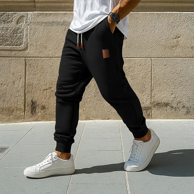 Men's Sweatpants Joggers Fleece Pants Trousers Drawstring Plain Comfort Soft Outdoor Daily Going out Fashion Casual Black Green Micro-elastic4