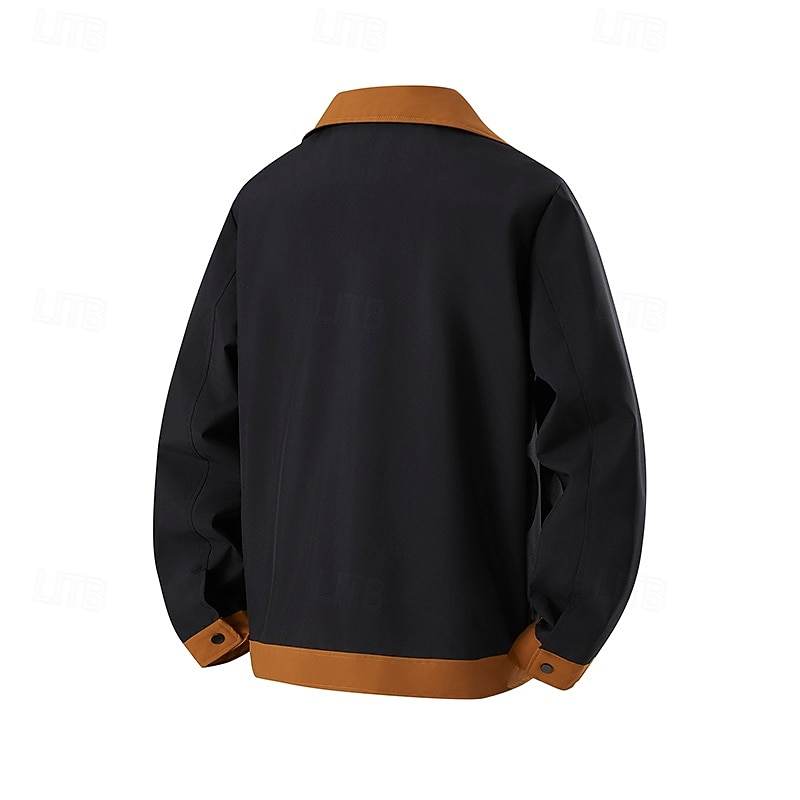 Men's Jacket Casual Jacket Outdoor Vacation Warm Zipper Pocket Fall Winter Plain Fashion Streetwear Standing Collar Regular Black Army Green Jacket4