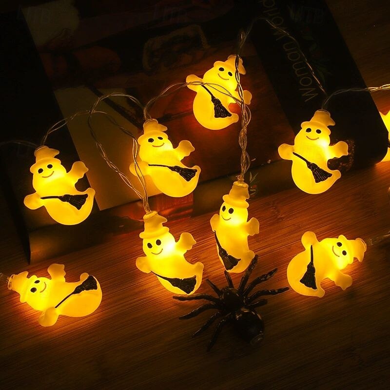 Halloween LED Pumpkin Ghost String Light Evil Cat Light 10/20LED Ghost Party Haunted House Home Bar Balcony Porch Atmosphere Decoration2