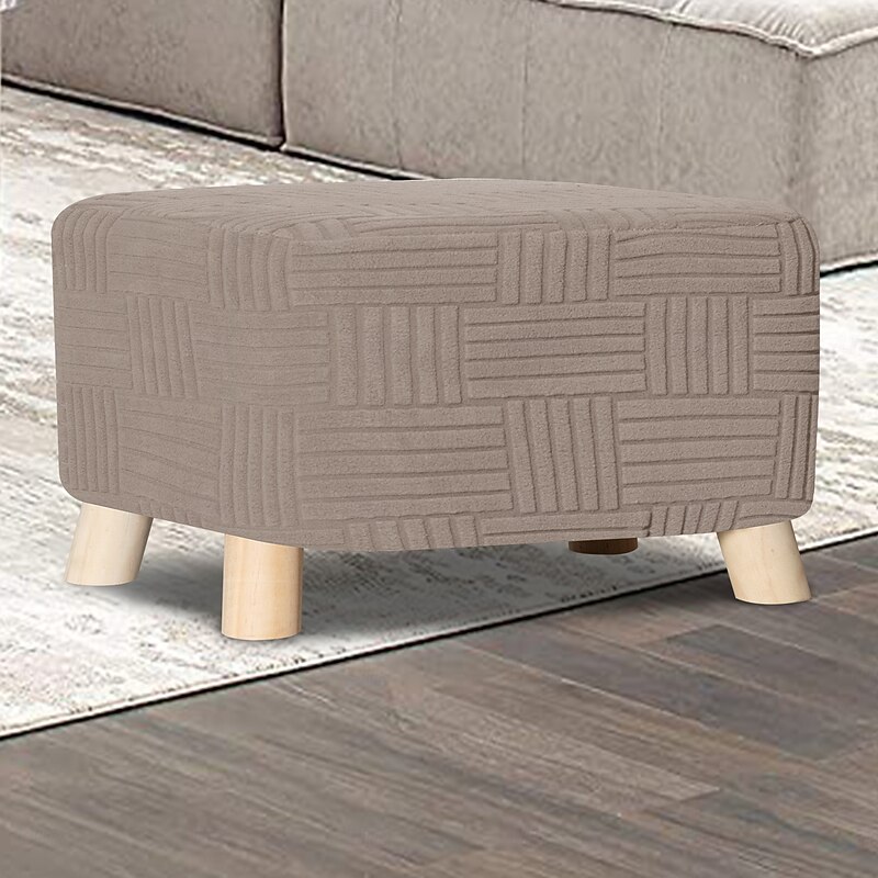 Rectangular Ottoman Cover with 5x5 Grid Design - Stretch Footstool Slipcover with Low-Profile Style for Living Room Decor3