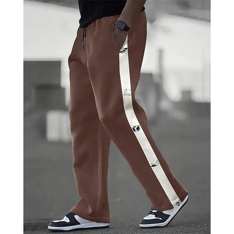 Men's Sweatpants Trousers Straight Leg Sweatpants Drawstring Pocket Elastic Waist Color Block Moon Comfort Sports Outdoor Daily Fashion Casual Black Khaki Micro-elastic3