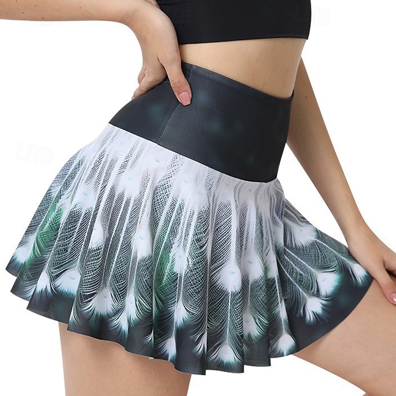 Women's Graphic Tennis Skirts Stylish Printing Moisture Wicking Breathable Tennis Pickleball Running Bottoms Blue and White Red / black Dark Pink Tennis Clothing