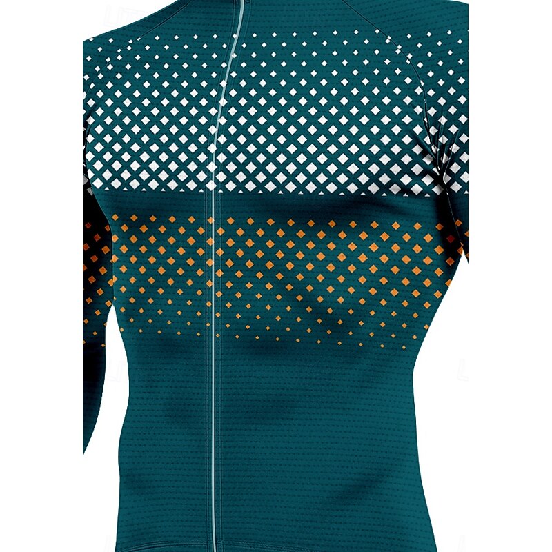 Men's Tops Cycling Jersey Ombre Graphic Geometric Long Sleeve Bike Jersey Top with 3 Rear Pockets Mountain Bike MTB Road Bike Cycling Sun Sun Protection Sunscreen Quick Dry Sports Green Clothing3