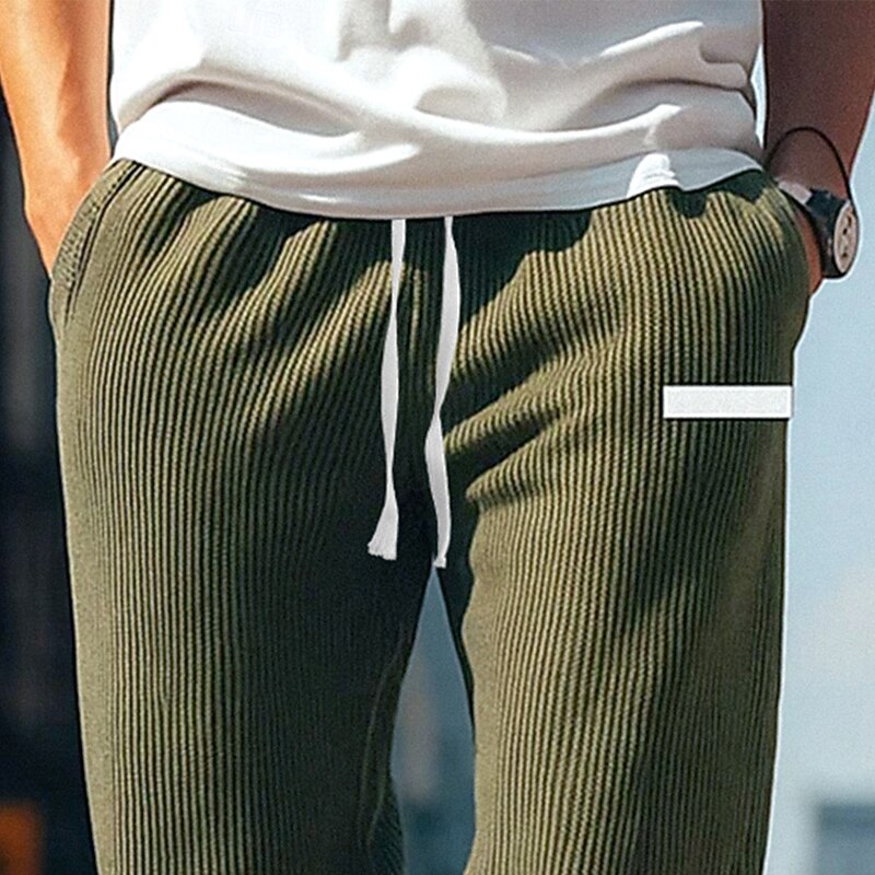 Men's Sweatpants Joggers Athletic Pants Active Pants Corduroy Pants Drawstring Pocket Elastic Waist Solid Colored Moisture Wicking Breathable Full Length Outdoor Daily Running Vacation Fashion Red2
