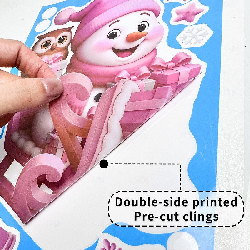9 Sheets Christmas Window Cling Wall Sticker Decals Decorations, Creative Gingerbread Men & Santa Claus, Static Cling, Storefront & Home Glass Decor4