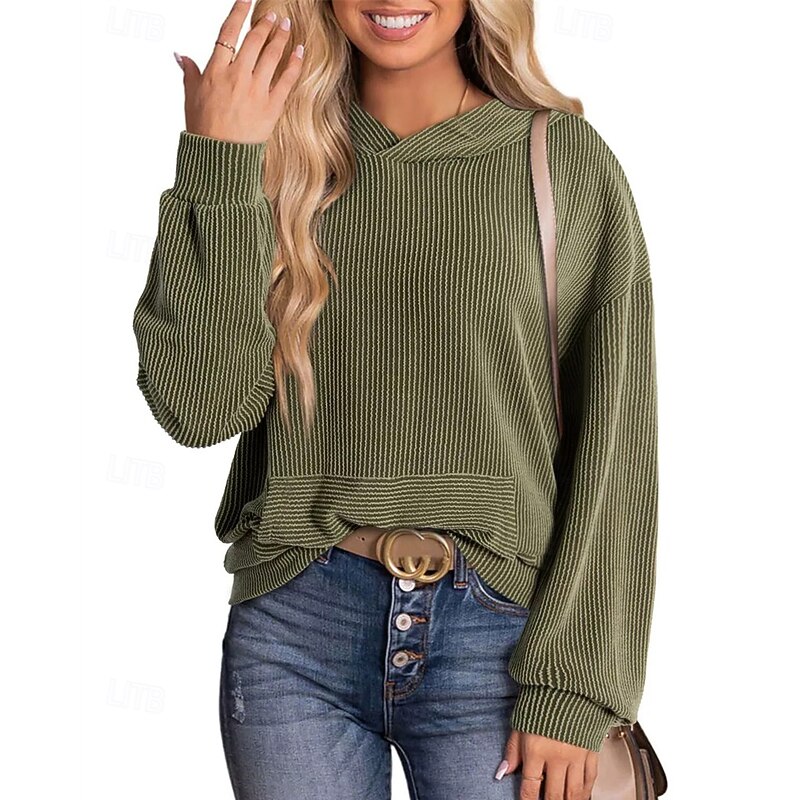Women's Pullover Hoodie Sweatshirt Plain Streetwear Casual Long Sleeve Hooded Regular Tops Street Holiday Pocket Black Dark Green Army Green Beige Coffee Fall Winter4