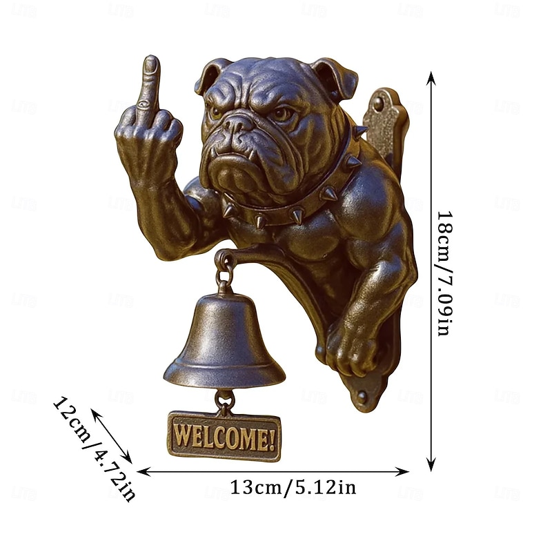 Funny Bulldog Doorbell Rustic Cast Iron Funny Dog Door Ring Hanging Ornament Decorative Farmhouse Wall Mounted Doorbell Terrace Rear Door Indoor and Outdoor Call Bell3