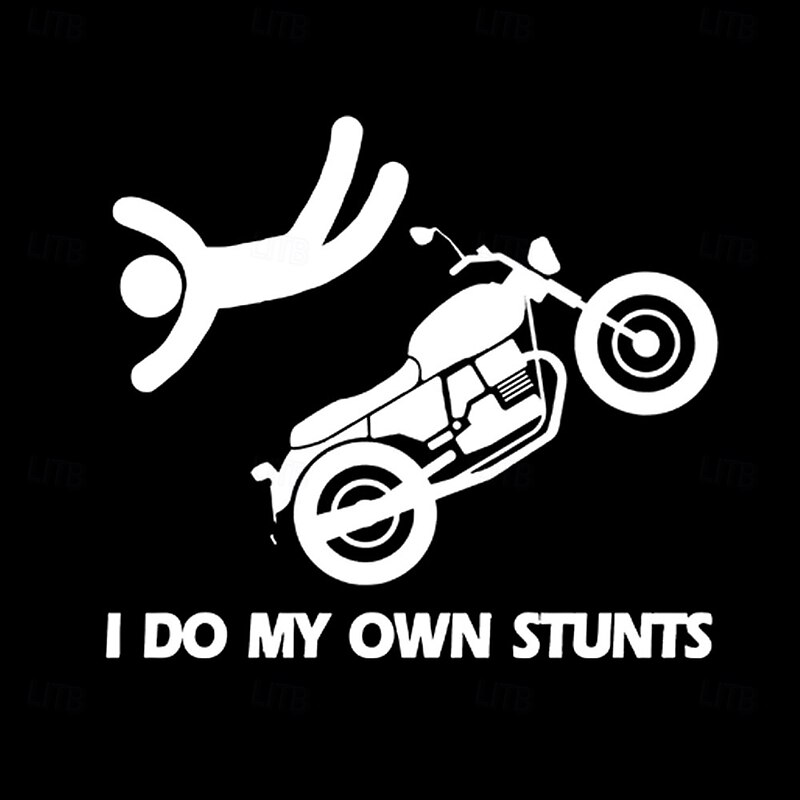 Men's Funny Motorcycle "Do My Own Stunts" Long Sleeve Graphic Shirt - Biker Humor2