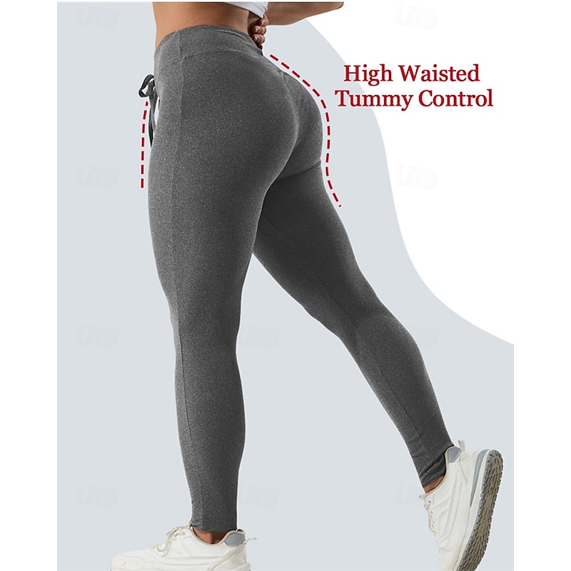 Women's Slacks Tights Streetwear Casual Full Length High Rise Plain Drawstring Elastic Drawstring Design Comfortable Street Holiday Daily Wear Black Dark Gray Summer Regular Fit4