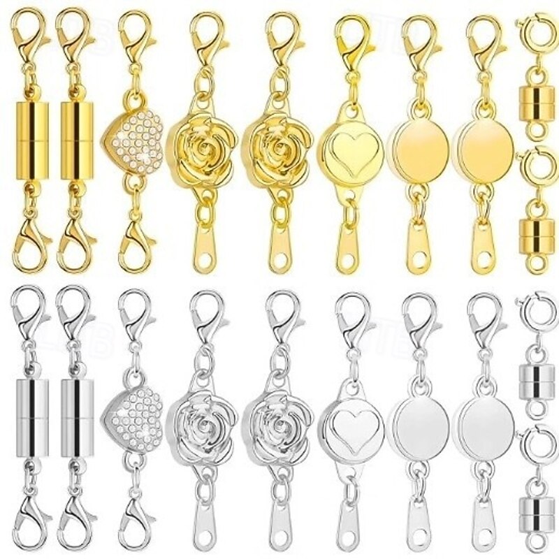 12 Pcs Magnetic Necklace Clasps and Closures  Locking Magnetic Jewelry Connectors with Lobster Clasps for DIY Necklace and Bracelet Making3