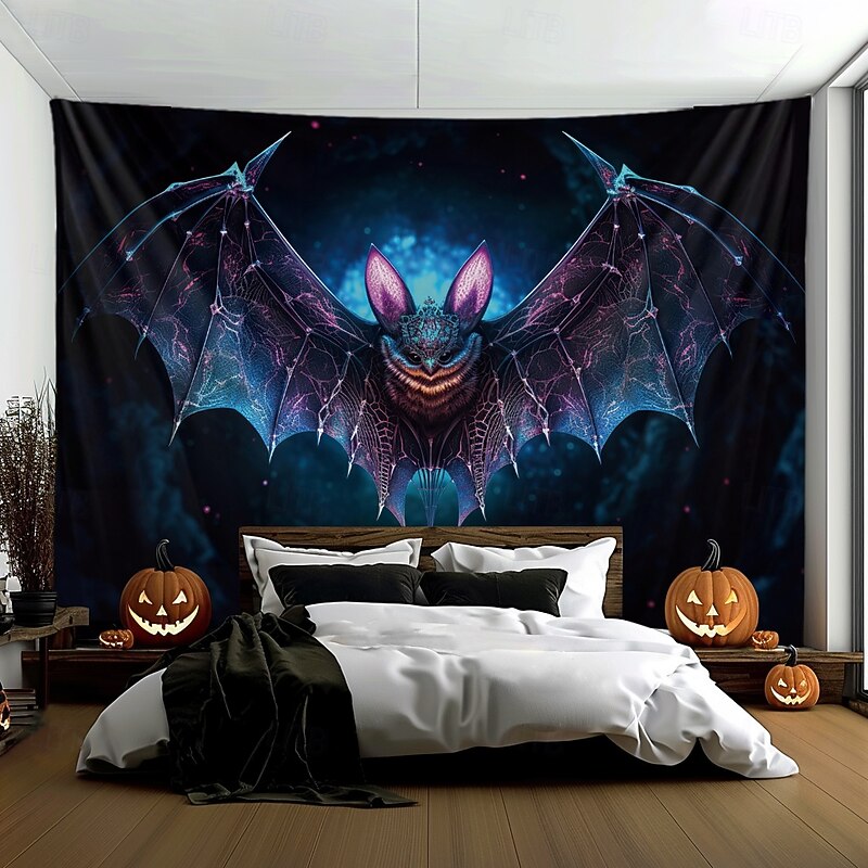 Halloween Tapestry Banners Wall Hangings Bat 3D Fantasy Dark Punk Gothic Style Party Dorm Shooting Backgrounds Home Decor4