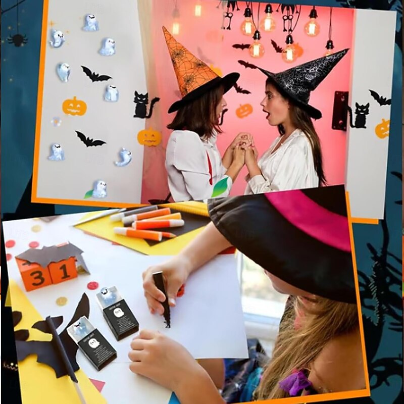 Halloween Glow in the Dark Mini Cute Ghost Decoration Figures with Box 6 Cute Ghost Decoration Figurines in 6 Designs with 6pcs Thank You Cards and Mini Box Suitable for Halloween4