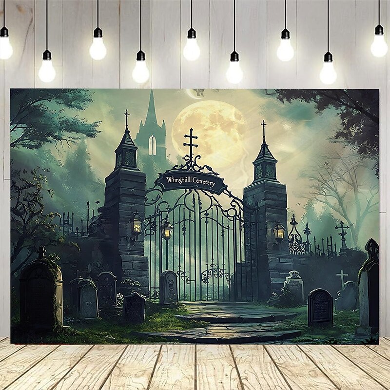 Halloween Witch Window Tapestry, Spooky Full Moon and Flying Witch Silhouette Wall Hanging, Polyester Fabric Haunted House Decor for Living Room, Bedroom, Dorm, or Party, Wrinkle-Free, Easy to Hang, Gothic Room Aesthetic Decoration2