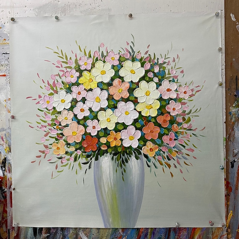 Mintura Handmade Flower Oil Paintings On Canvas Wall Art Decoration Modern Abstract Picture For Home Decor Rolled Frameless Unstretched Painting4