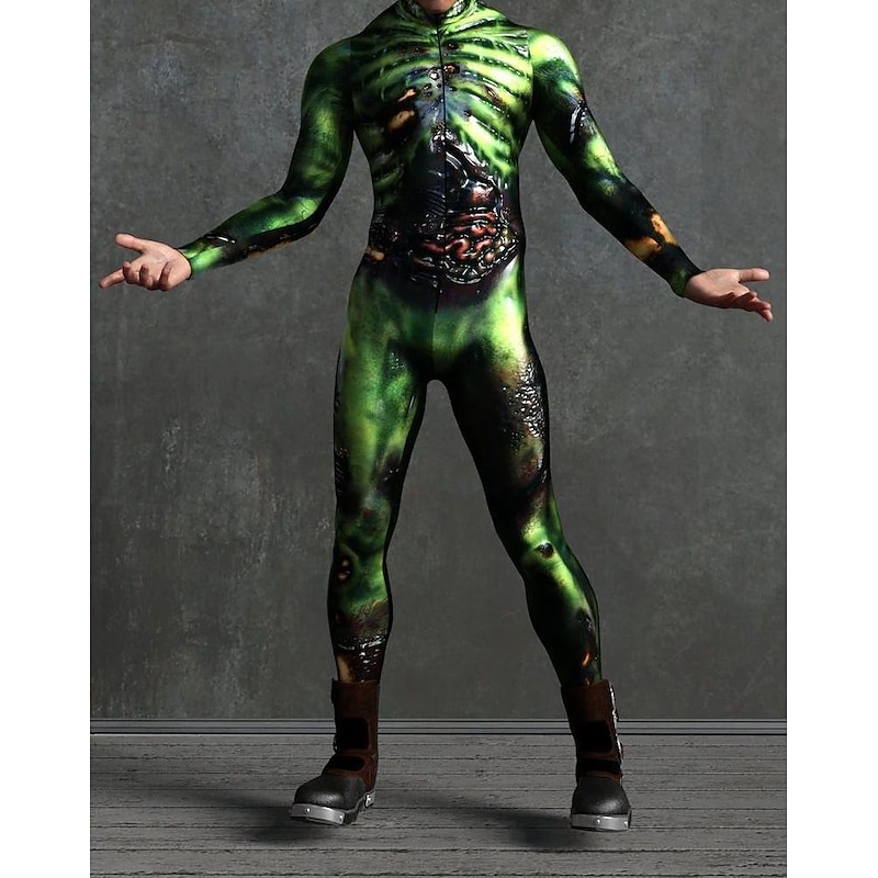 Patterned Zentai Suits Cosplay Costume Bodysuit Printing Carnival Costume Full Body Suit Men's Women's Sexy Costume Halloween 3D Skeleton Costume for Performance Party Masquerade Adults'