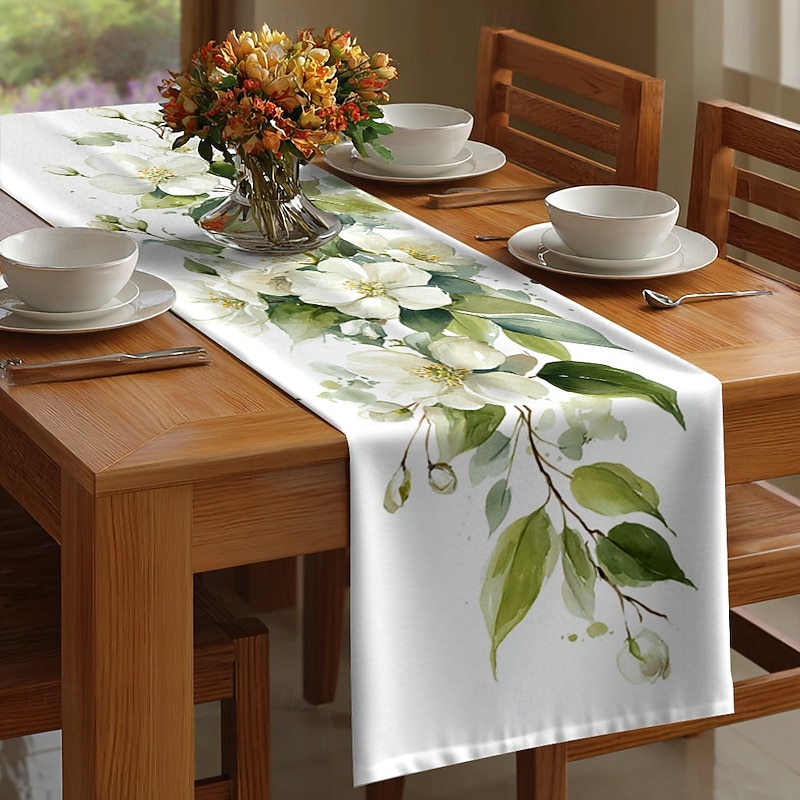 1pc Floral Printed Table Runner, Rectangular Table Decoration for Dining Room, Banquet, and Outdoor Use