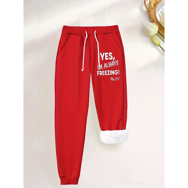 Women's Sweatpants Fleece Pants Down Pants Vintage Casual Full Length High Waist Graphic Letter Drawstring Micro-elastic Outdoor Home Daily Black Pink Red Blue Summer Spring Fall Regular Fit3
