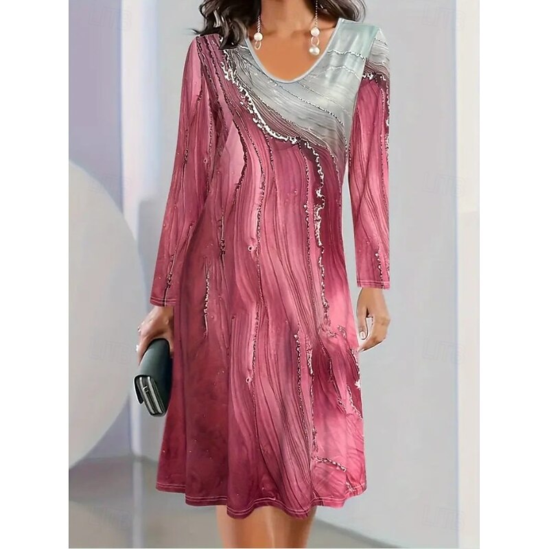 Women's Mini Dress T Shirt Dress Tee Dress A Line Dress Vacation Casual Daily Date Regular Fit Ombre Graphic Abstract Long Sleeve Crew Neck Pink Blue Summer Spring Fall Winter4