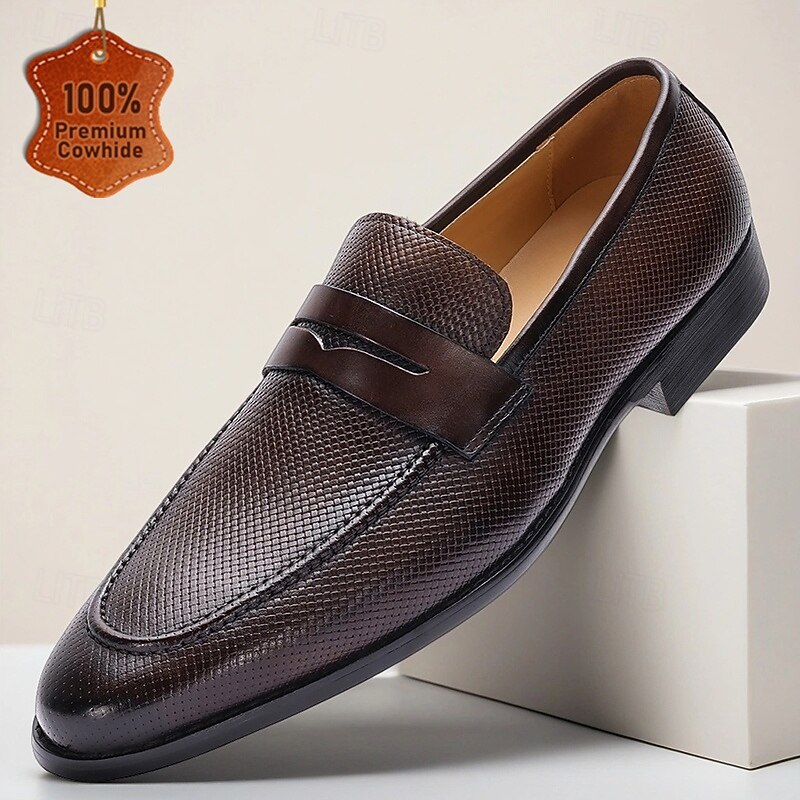 Men's Dress Shoes Dress Shoes Classic Loafers Walking Casual Leather Comfortable Slip Resistant Loafer Coffee