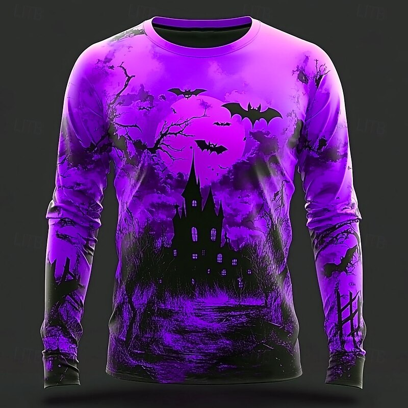 Halloween Men's Pumpkin T Shirt Long Sleeve T shirt 3D Print Crew Neck Shirt Fashion Exaggerated Street Casual Daily Red Purple Orange Summer Spring Fall Clothing Apparel S M L XL XXL XXXL2