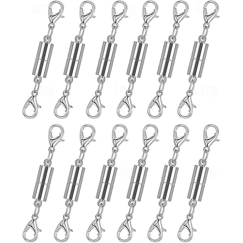 12 Pack Magnetic Necklace Clasps and Closures. Necklace Jewelry Extender with Strong Magnet. Magnetic Necklace Clasp for Jewelry Necklace Bracelet Making. Gold and Silver Plating2