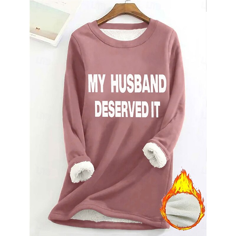 Women's Pullover Sweatshirt Graphic Letter Warm Casual Fuzzy Long Sleeve Round Neck Regular Tops Street Casual Drawstring Print Black Yellow Pink Dark Pink Red Spring Fall Winter4